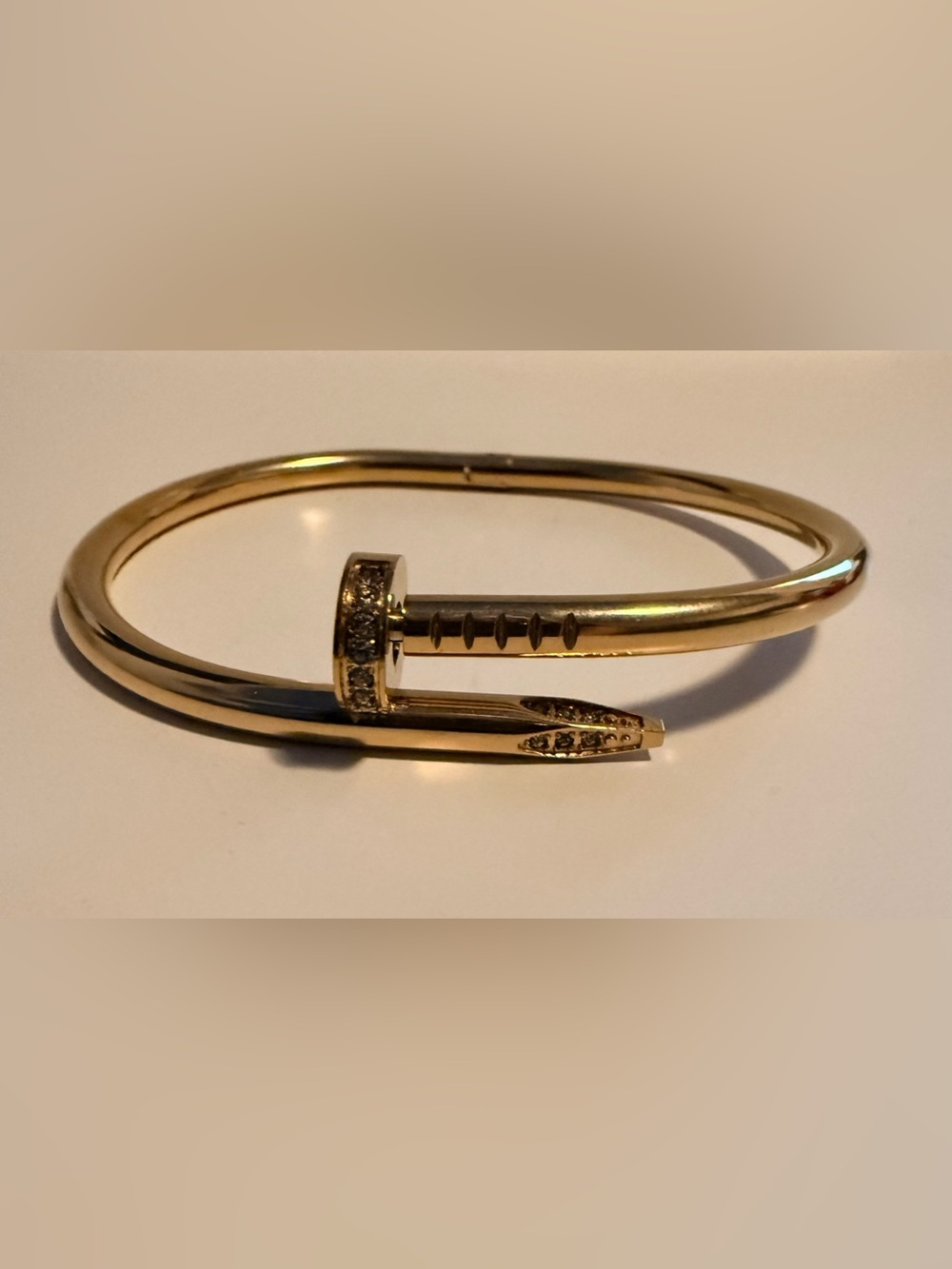 ROSE Gold-Tone Nail  Bracelet with Crystal Accents